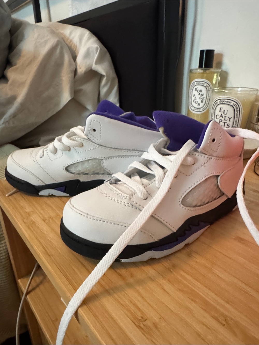 Kids White and Purple Nike Jordan Shoes - Youth Trainer